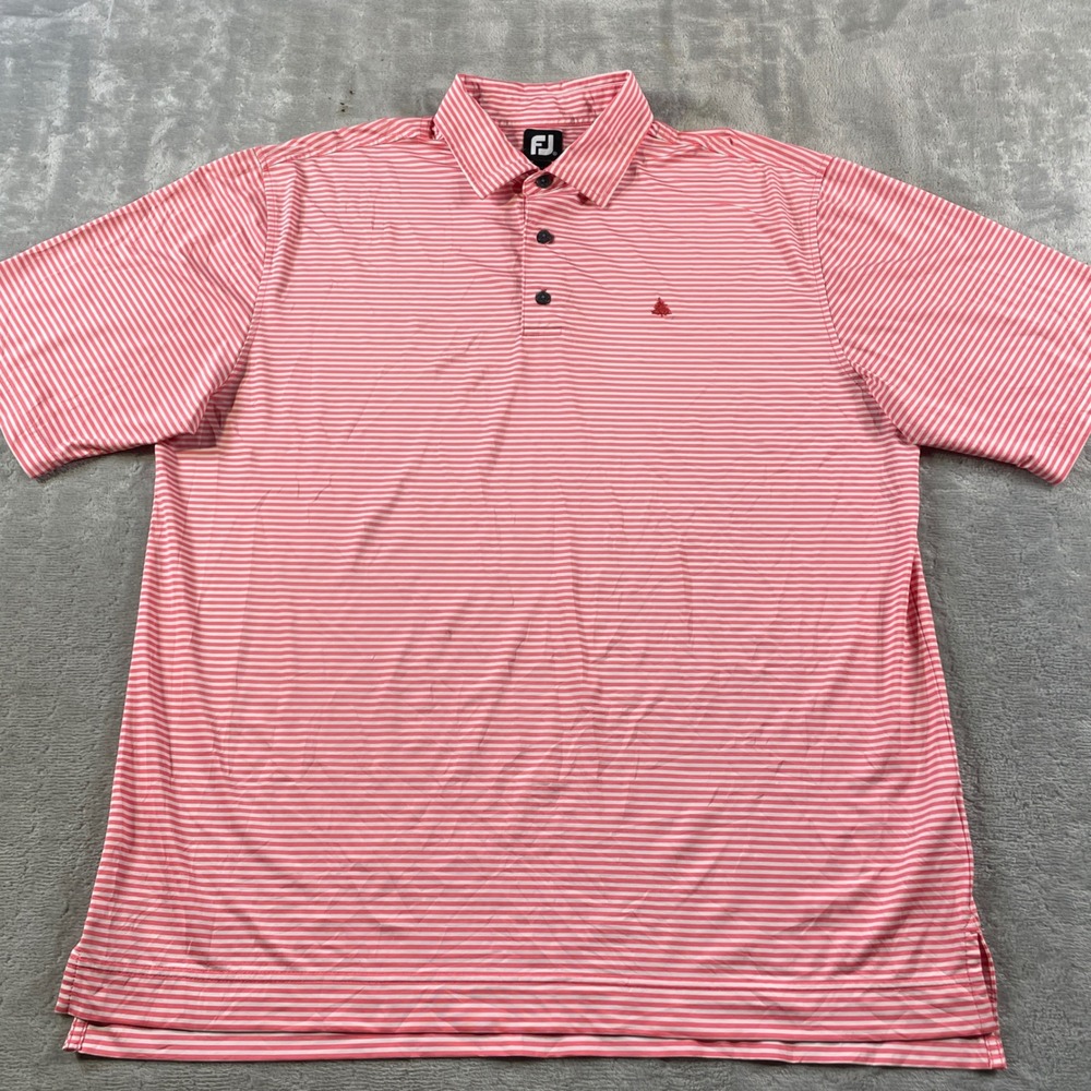 FootJoy FJ Polo Shirt Mens XL‎ Pink Striped Golf Light Stretch Preppy Outdoor